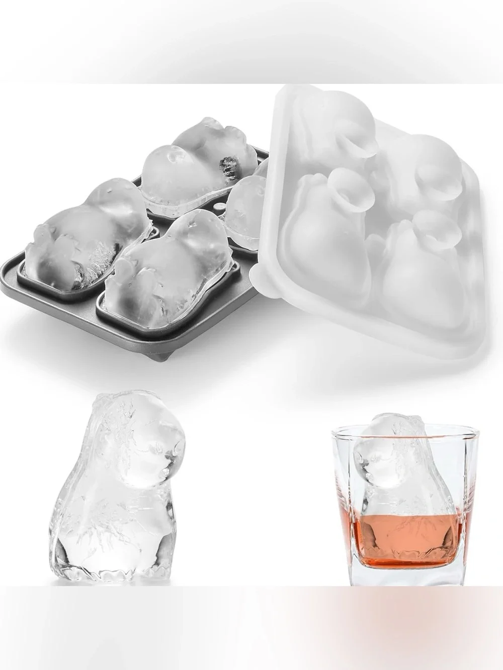 NIP 3D Capybara Silicone Ice Cube Mold for Whiskey Cocktails & Gifts
